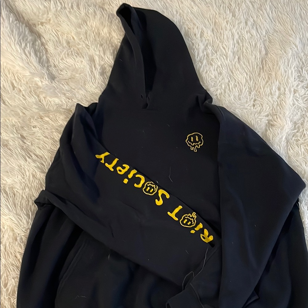 Black Hoodie with Yellow Graphic